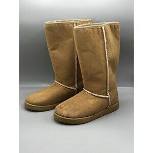 AIRWALK Classic Tall Faux Sheepskin Suede Winter Boots Tan Women 8.5